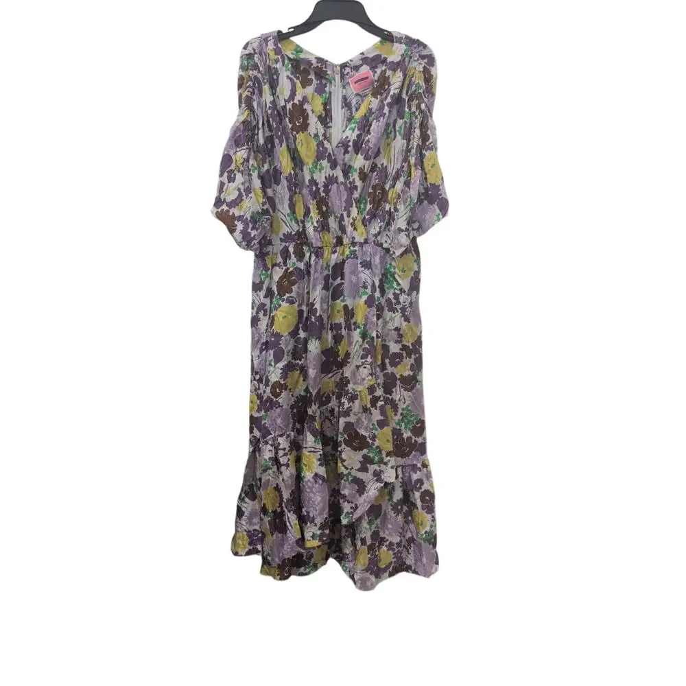 Kate Spade floral lawn dress size 10 purple yellow and brown - Picture 2 of 5
